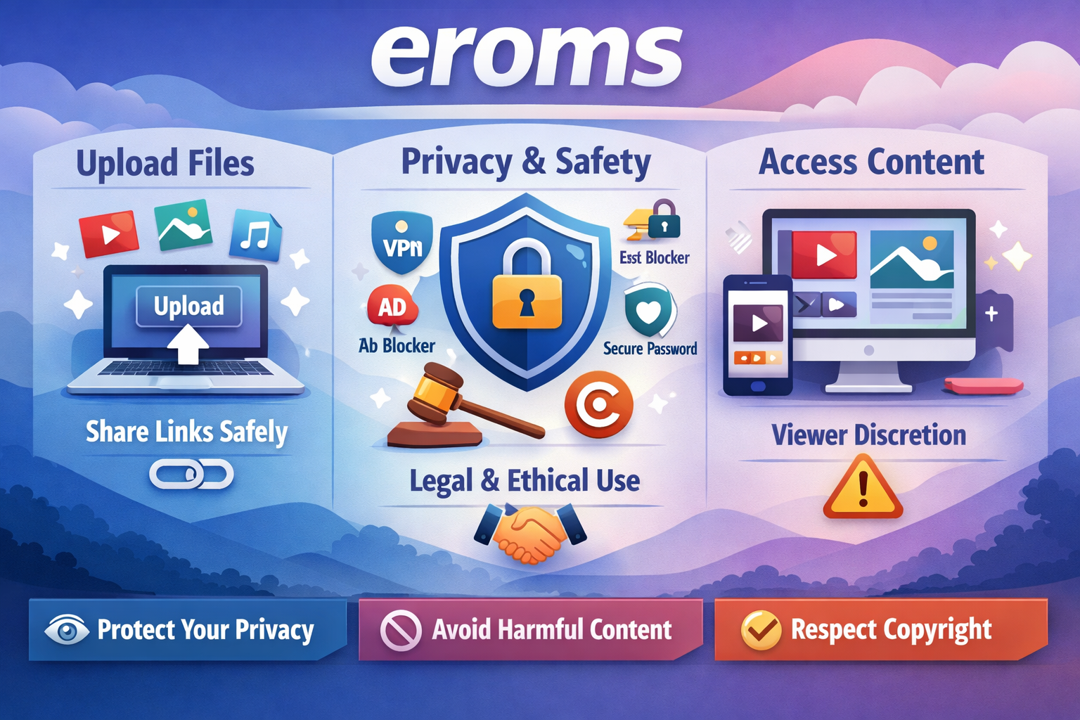 Illustration showing a secure digital content sharing platform interface